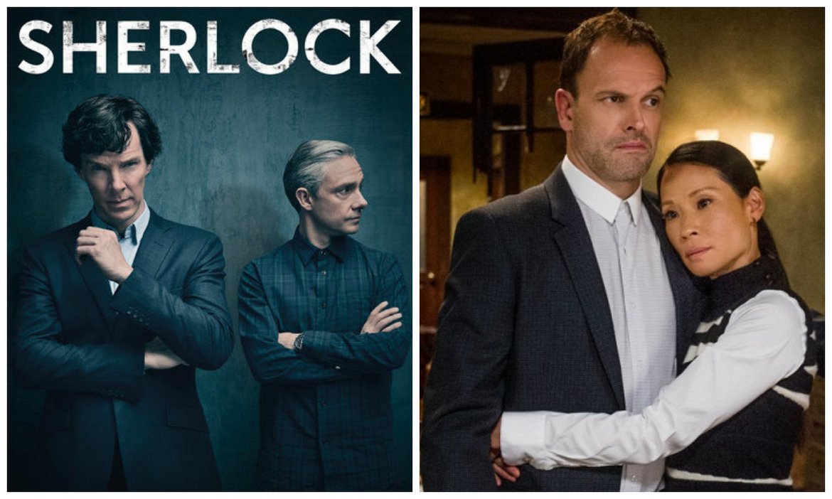Sherlock - Elementary
С огромния успех на първия сезон на британския сериал Sherlock продуцентите от американската телевизия CBS започват да се замислят за адаптация на шоуто за собствената си публика. Преговорите се провалят, но CBS решават да продължат със свой идентичен (но не еднакъв) продукт. В крайна сметка получаваме два сериала, в които Шерлок Холмс е поставен в настоящето и решава престъпленията чрез всевъзможни трикове и познания в света на технологиите (наравно с вездесъщата си дедукция). Вярно, в американския сериал Elementary Уотсън е жена азиатка и се набляга повече на наркотичната зависимост на Холмс, но приликите са налице. 