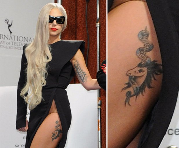 От 2010 г. лявото бедро на Лейди Гага е горд собственик на татуировка на еднорог с надпис "Born This Way", посветена на едноименния й албум.