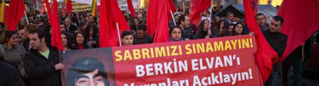 People protesting about the death of teenager Berkin Elvan at his funeral ceremony in Istanbul
