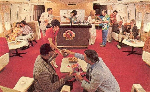 Салоните на самолетите на Continental Airlines през 70-те