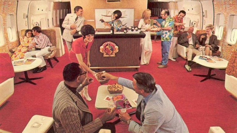 Салоните на самолетите на Continental Airlines през 70-те