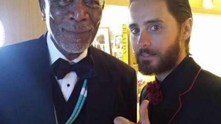 Джаред Лето се снима с "легендата" Морган Фрийман и споделя снимката в Instagram.