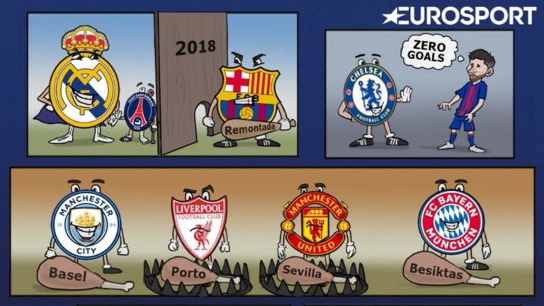 Така остроумната четка на ZEZO CARTOONS видя осминафиналите в Шампионската лига.