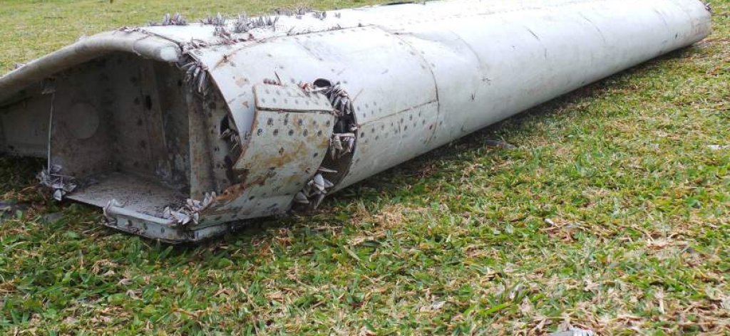 Aircraft wreckage on the French island of Reunion in the Indian Ocean