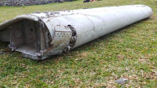 Aircraft wreckage on the French island of Reunion in the Indian Ocean