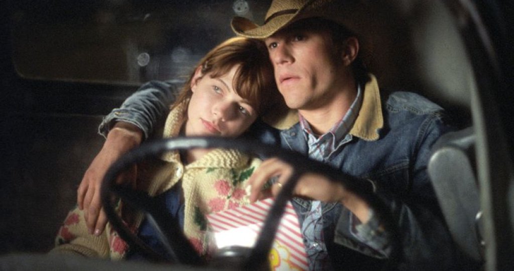 Мишел Уилиамс и Хийт Леджър в Планината Броудбек