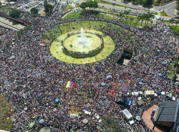 Протестът в сряда в Каракас, Венецуела.