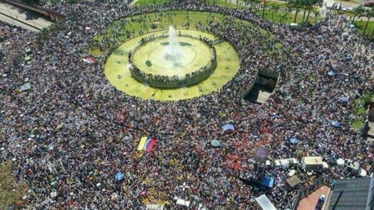 Протестът в сряда в Каракас, Венецуела.