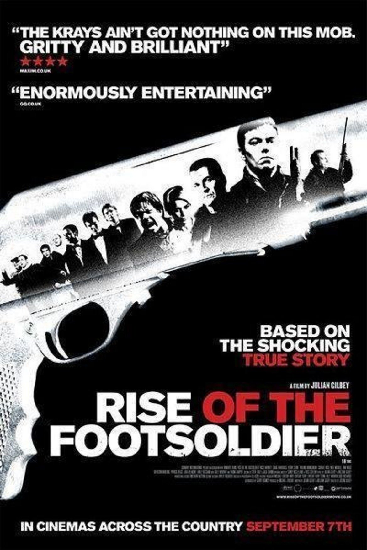 "Rise Of The Footsoldier" (2007)
Изключителен филм по действителен случай, който проследява "еволюцията" на Карлтън Лийч от един от тарторите на Уест Хем до една от основните фигури на подземния Лондон. Историята приключва с известното във Великобритания "Тройно убийство в "Рейндж Роувър" - една от най-бруталните гангстерски сцени в Англия в края на миналия век.