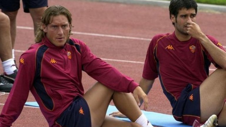 Франческо Тоти и Пеп Гуардиола в Рома, 2002