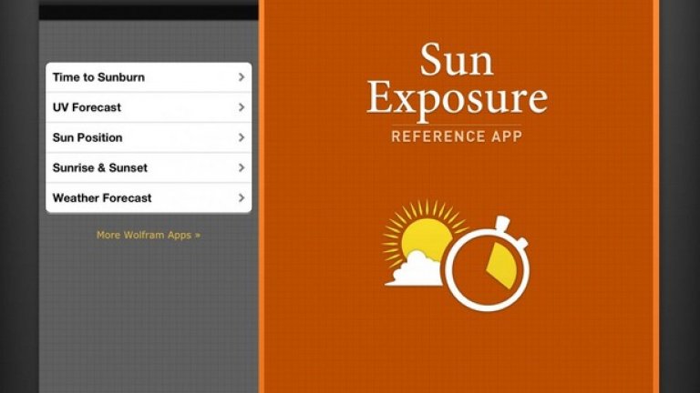 Wolfram Sun Exposure Reference (iOS; $0.99)
Това е вашето спасение от слънчевите изгаряния. Казвате къде се намирате, какъв тип кожа името и не мислите за останалото.