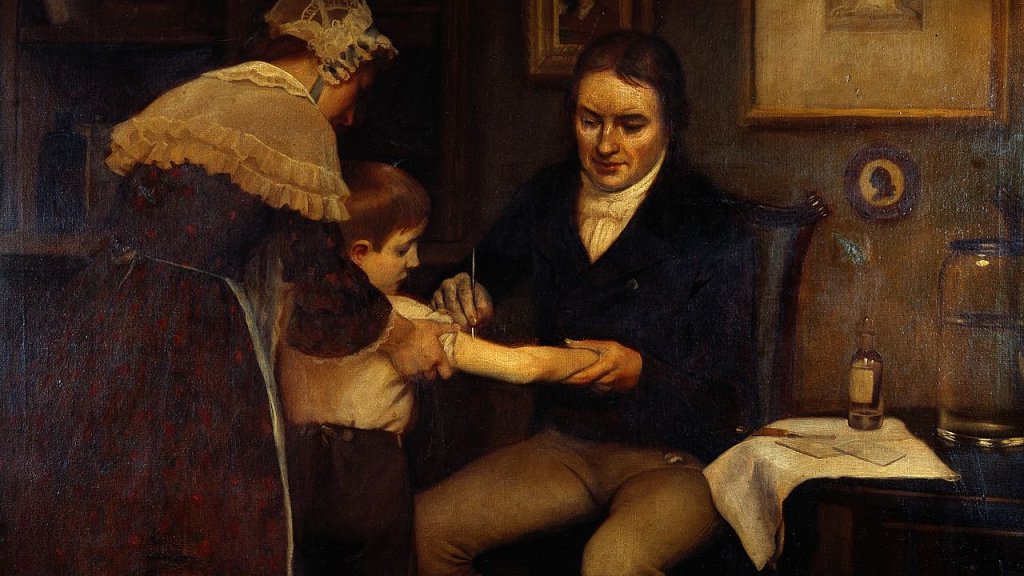 Dr_Jenner_performing_his_first_vaccination,_1796_Wellcome_M0000144