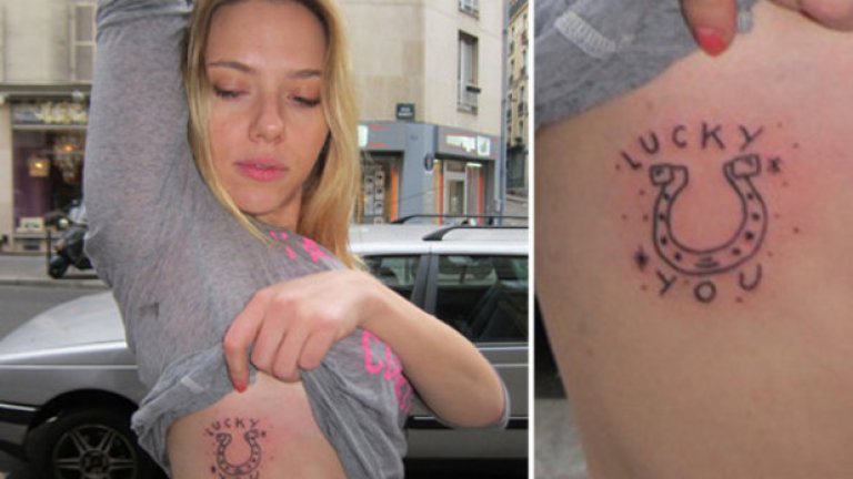 Скарлет Йохансон се сдоби с късметлийска татуировка през 2012 г. (ГАЛЕРИЯ)