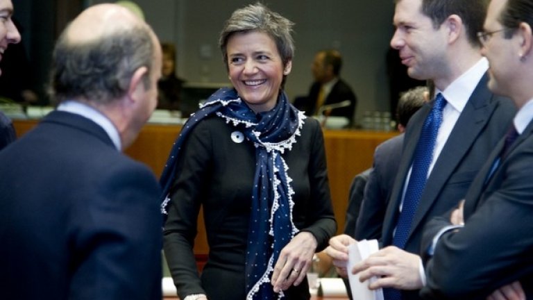 Маргрете Вестагер, сега еврокомисар по конкуренцията, преди министър на икономиката и вътрешните работи
