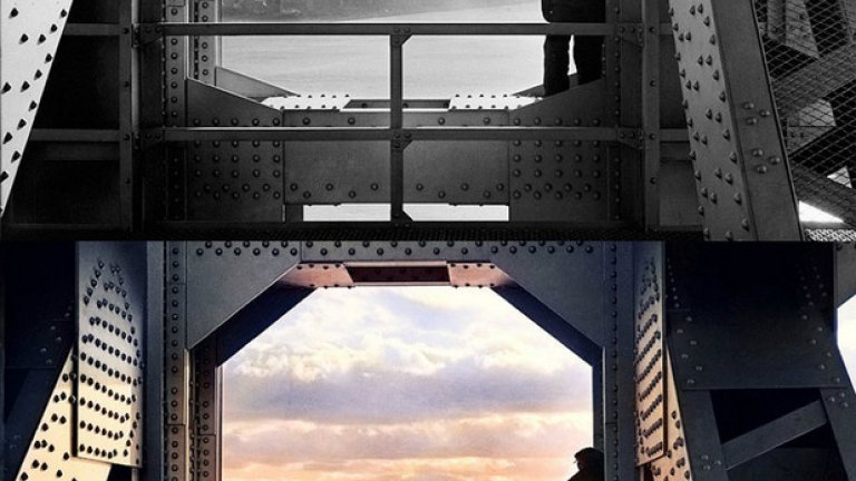 Залез над Манхатън, заснет над мост "Джордж Вашингтон" през 1936 година