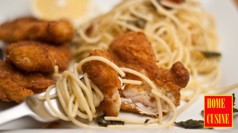 Пиле пармезан с паста