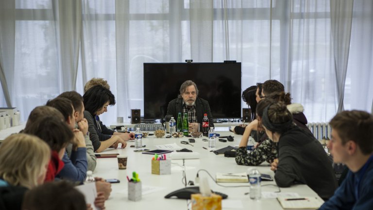 Марк Хамил по време на среща с журналисти