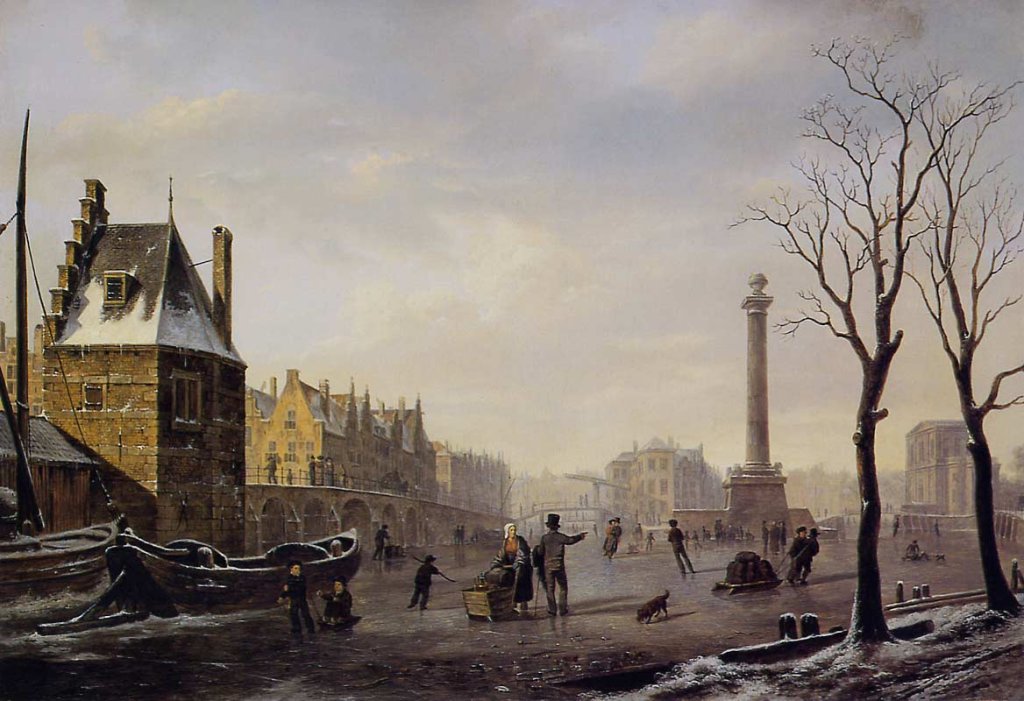 Bartholomeus_Johannes_van_Hove,_Pompenburg_met_Hofpoort_in_de_winter