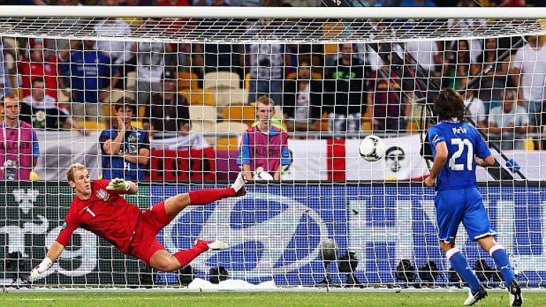 2012 - Завръщането на Паненка и пак Испания.
Андреа Пирло върна лентата към великия Паненка и вкара същата дузпа на Англия на четвъртфинал. Италия елиминира британците, а после и фаворизираната Германия с два гола на Марио Балотели.