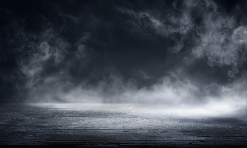 Fog In Black - Smoke And Mist On Wooden Table - Halloween Backdrop