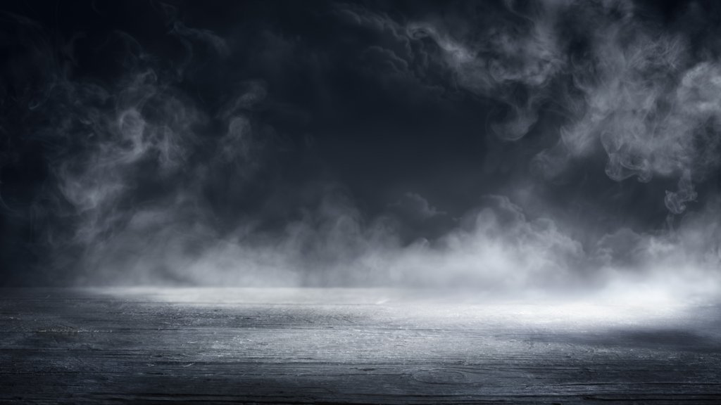 Fog In Black - Smoke And Mist On Wooden Table - Halloween Backdrop