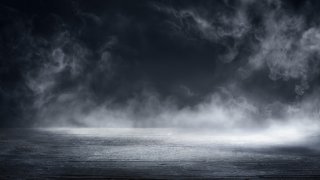 Fog In Black - Smoke And Mist On Wooden Table - Halloween Backdrop
