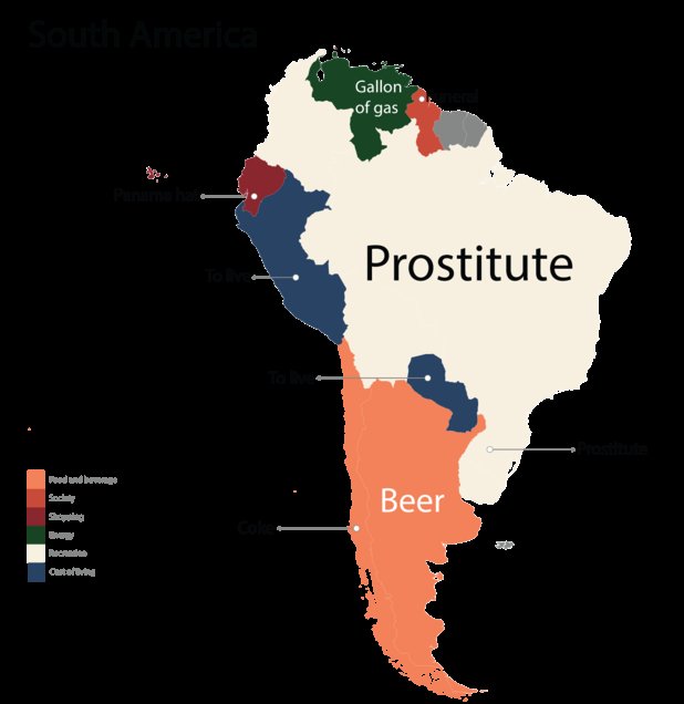 В Бразилия най-търсена е цената на проститутките, в Аржентина - на бирата, в Чили - на кокаина
