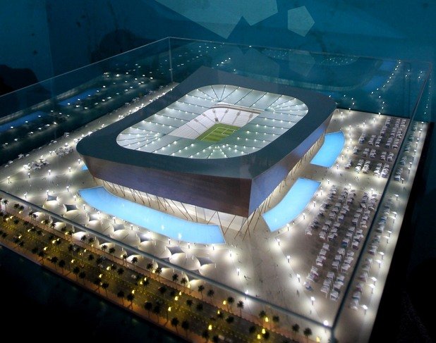 Макет на един от основните стадиони, който трябва да приеме заключителните двубои от програмата на Мондиал 2022
