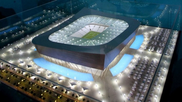 Макет на един от основните стадиони, който трябва да приеме заключителните двубои от програмата на Мондиал 2022