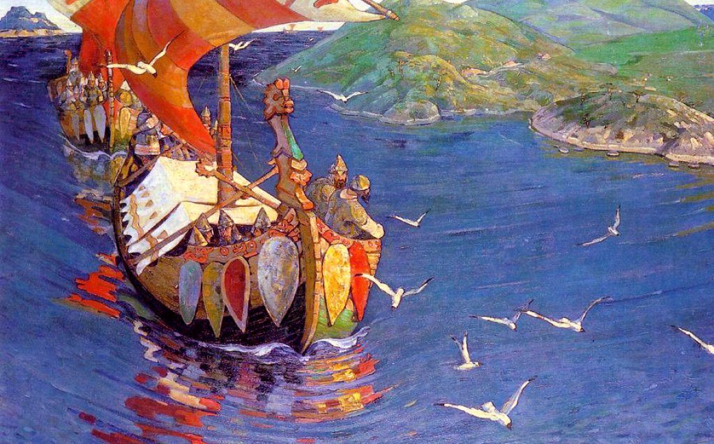 Nicholas_Roerich,_Guests_from_Overseas_(corrected_colour)