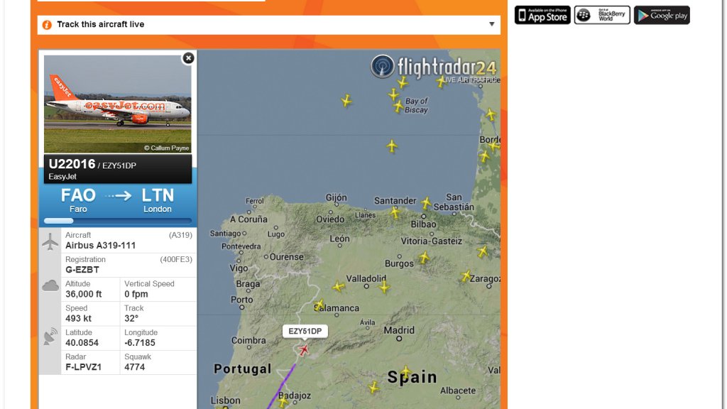 easyJet's live Flight Tracker tool in partnership with Flightradar24