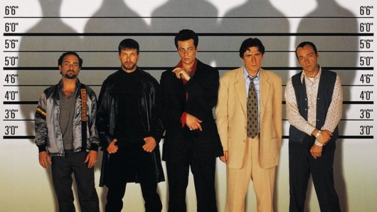 "Обичайните заподозрени" / The Usual Suspects (1995) 
История, разказана отзад напред - "Обичайните заподозрени" започва с показанията на Кевин Спейси, мошеник, оцелял след опустошителна престрелка на борда на кораб. Митичният "Кайзер Созе" е един от най-добрите филмови злодеи на всички времена.
