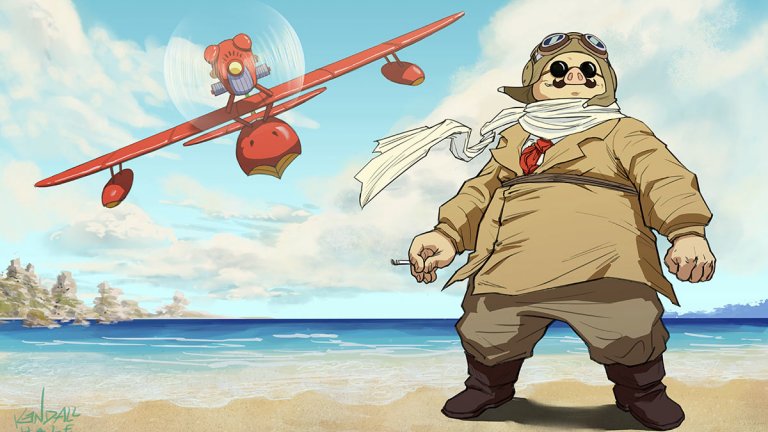"Порко Росо"
Поредният летящ герой на Миядзаки - Порко Росо е авиационен ас от Първата световна война, който сега се изхранва като ловец на глави. Само че в него има нещо специално - проклятие го е превърнало от човек в полупрасе. Със самолета си той обикаля Средиземноморието, биейки се с пирати и търсейки избавление за предишните си грехове. Анимацията е интересен ноар, който поглежда към сериозни теми като фашизма, рецесията, нараненото приятелство и сляпата любов, но през погледа на детската анимация.