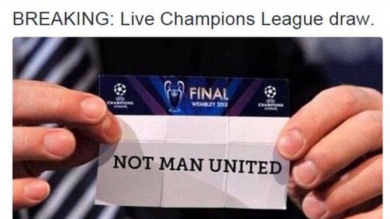 Удовлетворението за феновете на Арсенал е, че Юнайтед не се падна на никой в Шампионската лига.