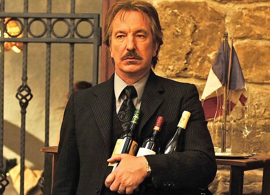 Във филма "Bottle Shock" от 2008 Рикман играе винен критик. Комедийната драма от 2008г. е базирана на винен конкурс от 1976г., наречен „Страшния съд“, когато калифорнийското вино побеждава френското в сляп тест за вкус.
