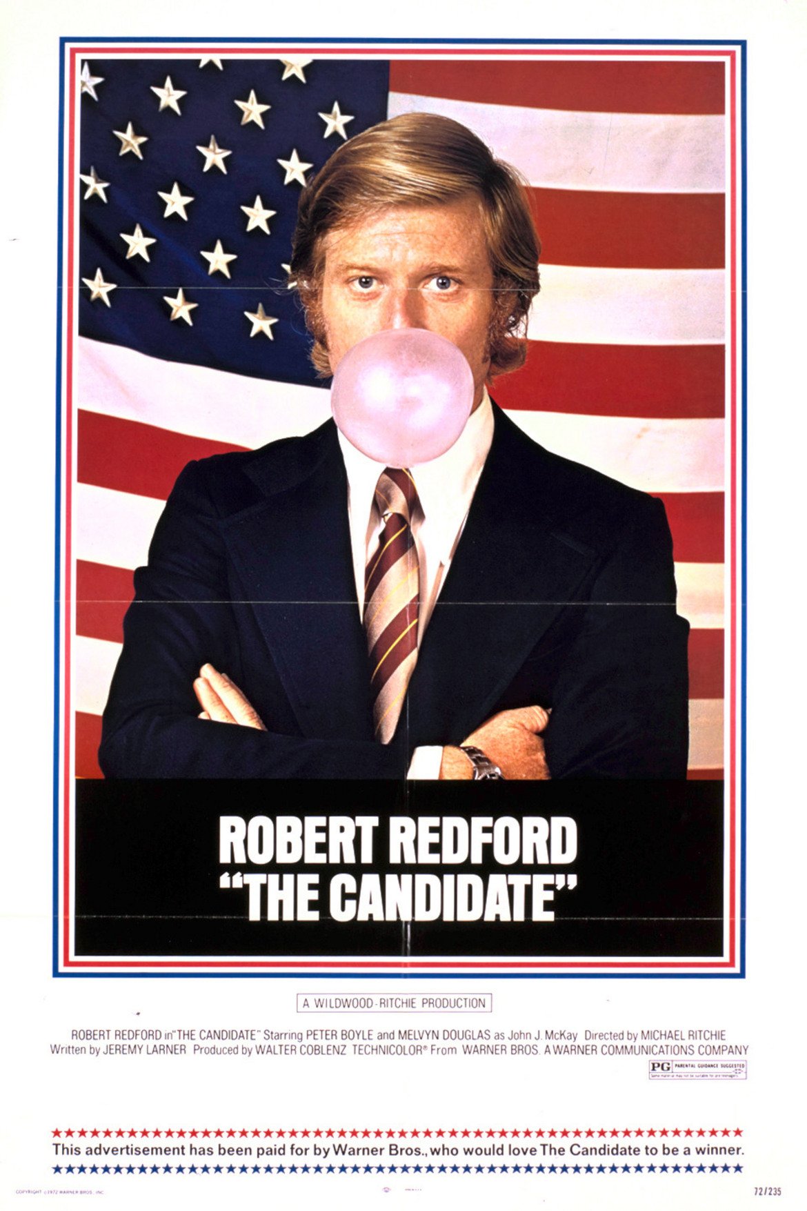 Кандидатът / The Candidate (1972) 

Робърт Редфорд влиза в ролята на Бил Маккей - кандидат за американския Сенат от Калифорния, идеалист, който няма никаква надежда да спечели, но се въвлича в кампанията заради възможността да разпространи своите възгледи и ценности. Отначало "Кандидатът" се сблъсква с известно неодобрение заради избора на Редфорд в главната роля - актьорът има визуално сходство с братята Кенеди, чиито убийства разтърсват САЩ само няколко години преди премиерата на филма. Критиците обаче го хвалят като "един от най-интелигентните филми, които описват политическите машинации в Америка", a през 2010 г. Барак Обама го нарече "най-добрият политически филм на всички времена". Дори тази оценка да е преувеличена, заслужава да се гледа.