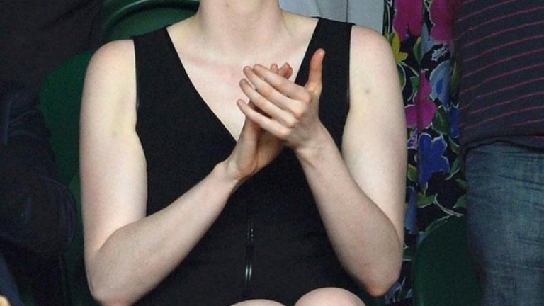 Гуендолилн Кристи (Бриен) е на трибуните на „Уимбълдън“, за да наблюдава мача между Рафаел Надал и Мартин Клижан на 24 юни 2014-а