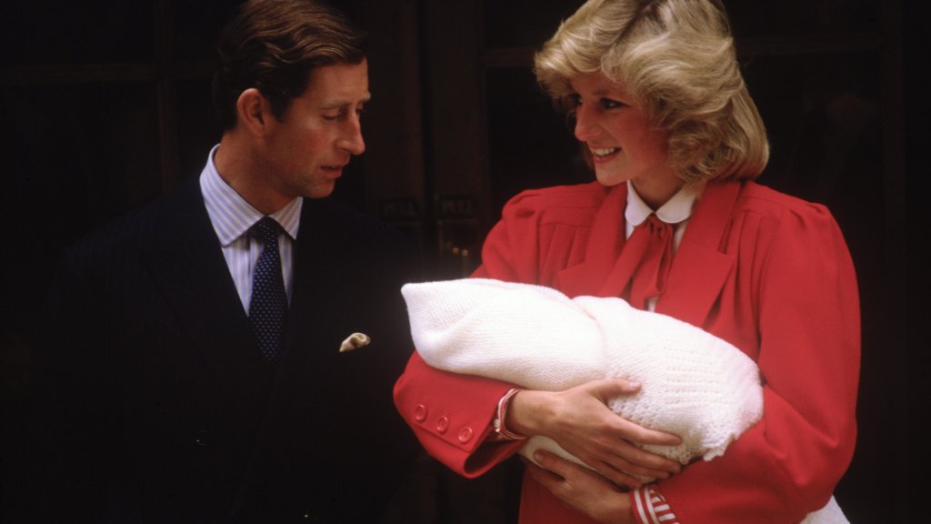 Diana Princess of Wales and Prince Charles with new born Prince Harry
