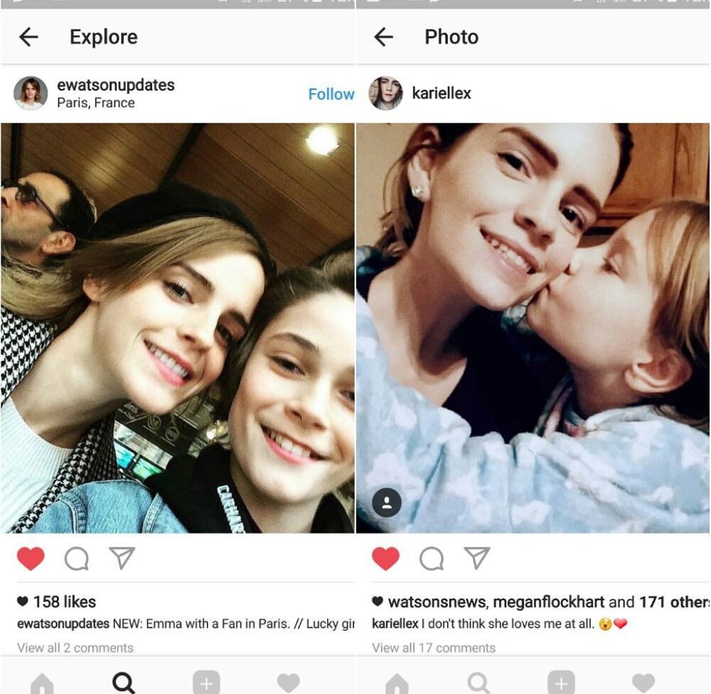 Добре, ще ви подскажем - Ема е отляво, а Кари - отдясно... Или?