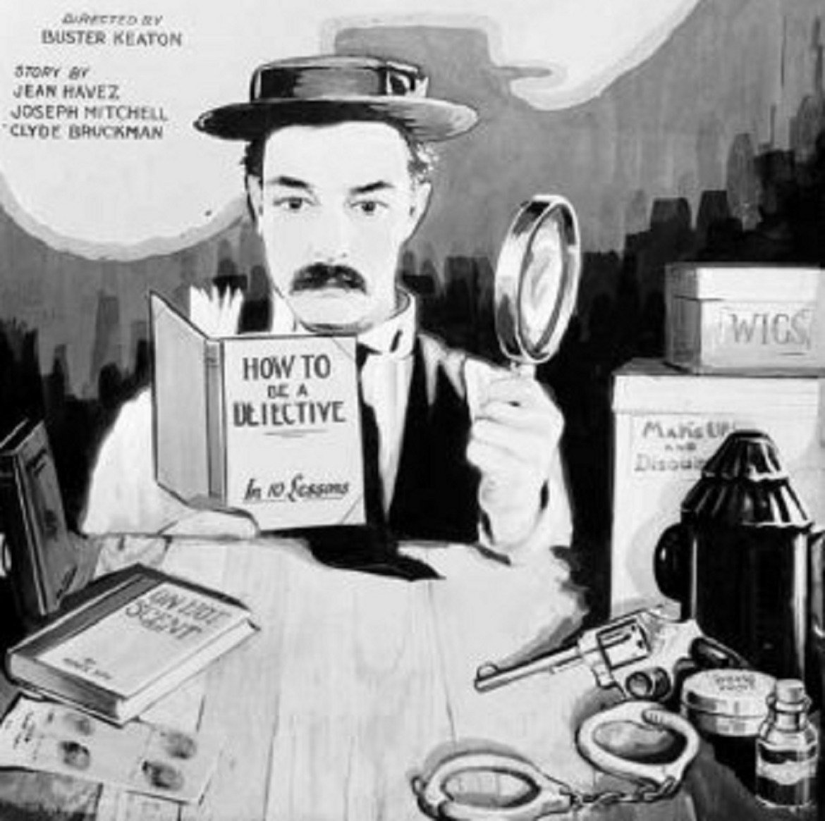 Бъстър Кийтън в Sherlock Jr. (1924) – Нещо екзотично от ерата на нямото кино. Бъстър Кийтън играе прожекционист в кино, който си мечтае да е детектив. И мечтата му се сбъдва частично в сън, в който той има мистерия за разкриване. 