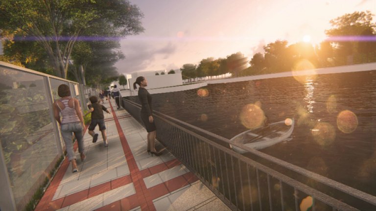 Преминаването покрай езерото Ариана ще става с гледка към водата, а не автомобилния трафик. Съществуващата сега алея ще се разшири откъм езерото, а високите рекламни пана ще се изместят откъм булеварда