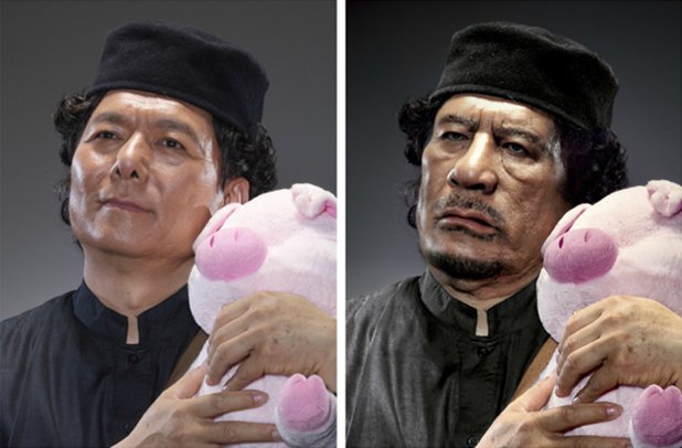 Кадафи преди работата с Photoshop и след