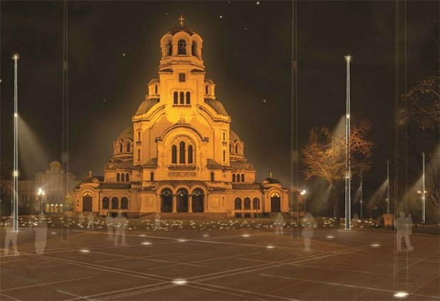 Така изглежда пространството пред храм-паметника "Александър Невски" в проекта на победителя  "А.Д.А." ООД
