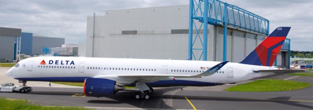 Visualisation d’un Airbus A350 aux couleurs de Delta Air Lines