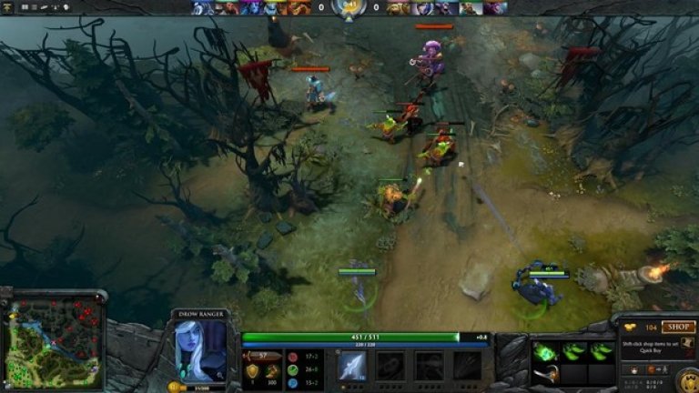 Dota 2
Dota 2 на гейминг студиото Valve е сред основните конкуренти на LoL, като си прилича с нея както по стила на играта, така и по световната фен-база. Тук отново се сблъскват два отбора от петима играчи, които трябва да унищожат противниковата база, разположена в срещуположния край на картата, като след всяка следваща битка героите печелят нови умения. 
Dota 2 се играе ексклузивно на гейминг платформата на Valve - Steam. И тук базовата версия може да се играе безплатно, но играчът не може да получава допълнителни екстри без пари. За да се сдобиете с нови опции за терена или външния вид на героите, ще трябва да доплатите. 
Професионалните геймъри са привлечени и от огромния награден фонд, който няма конкуренция сред останaлите игри. Около 26 млн. долара на година се раздават по различни турнири - като големия The International, чийто решителен етап през 2016 г. ще се проведе в Сиатъл. Миналата година наградният фонд за него възлизаше на над 18 млн. долара.