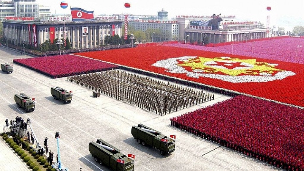 A North Korean missile unit takes part in a military parade in Pyongyang