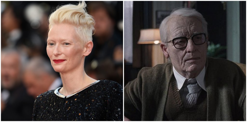 Тилда Суинтън в Suspiria
Тилда Суинтън вероятно е преминала през най-драстичната трансформация от актрисите в този списък, тъй като за ролята си в Suspiria на Лука Гуаданино тя сменя пола - играе 82-годишен мъж с протеза на единия крак. И преди този образ се говореше, че актрисата има леко андрогинен вид, но след Suspiria показа, че безпроблемно може да изиграе мъж и никой да не забележи.