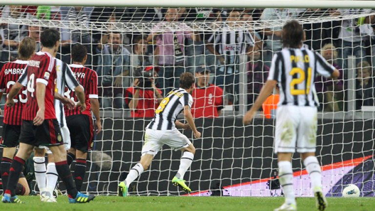 Първият от двата куриозни гола на Маркизио във вратата на Милан