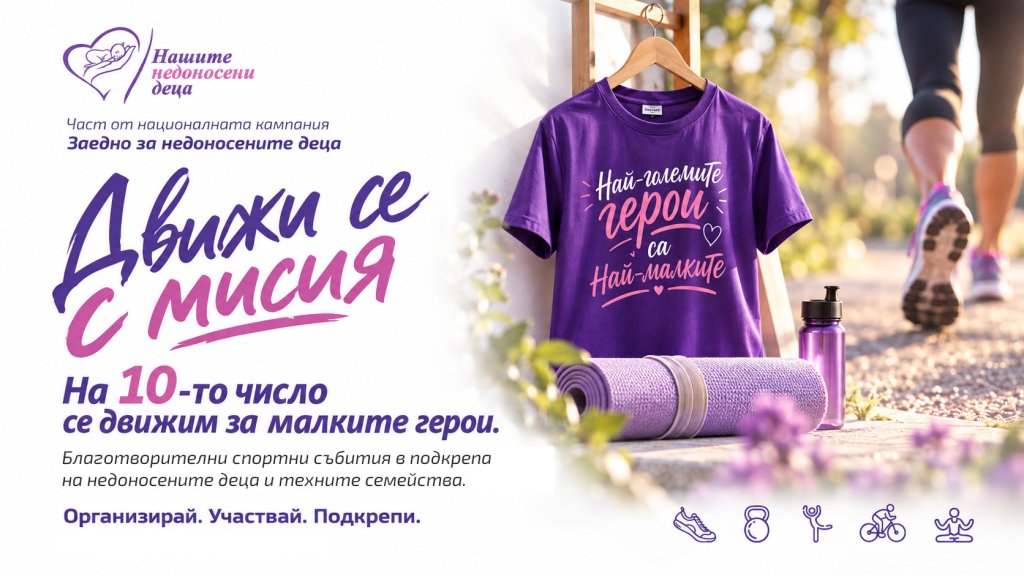 #ДвижиСеСМисия: запиши спорт, купи тениска - помогни на недоносените бебета