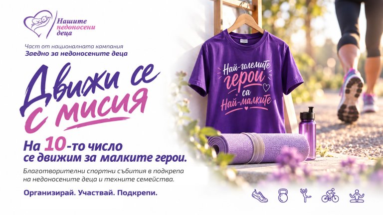 #ДвижиСеСМисия: запиши спорт, купи тениска - помогни на недоносените бебета